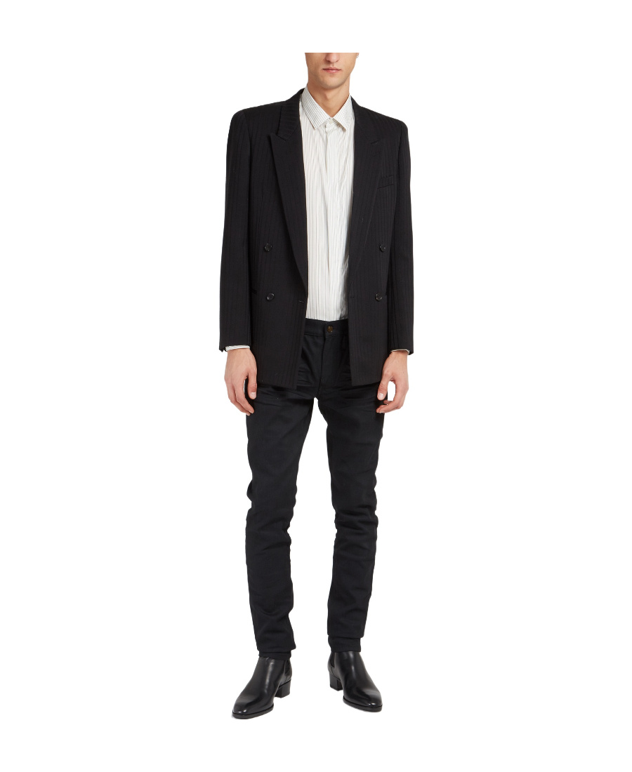 Saint Laurent Double-breasted Suit Jacket In Black