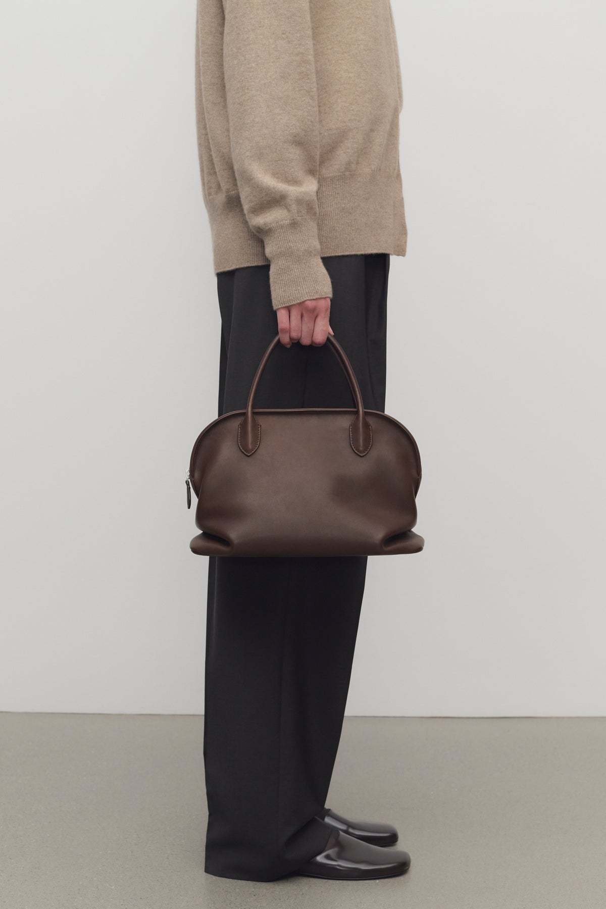 The Row Kew Bowling Top-handle Bag In Saddle Leather In Brown
