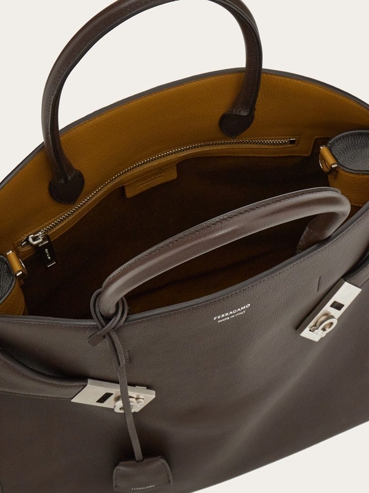 Ferragamo Hug Tote Bag In Brown