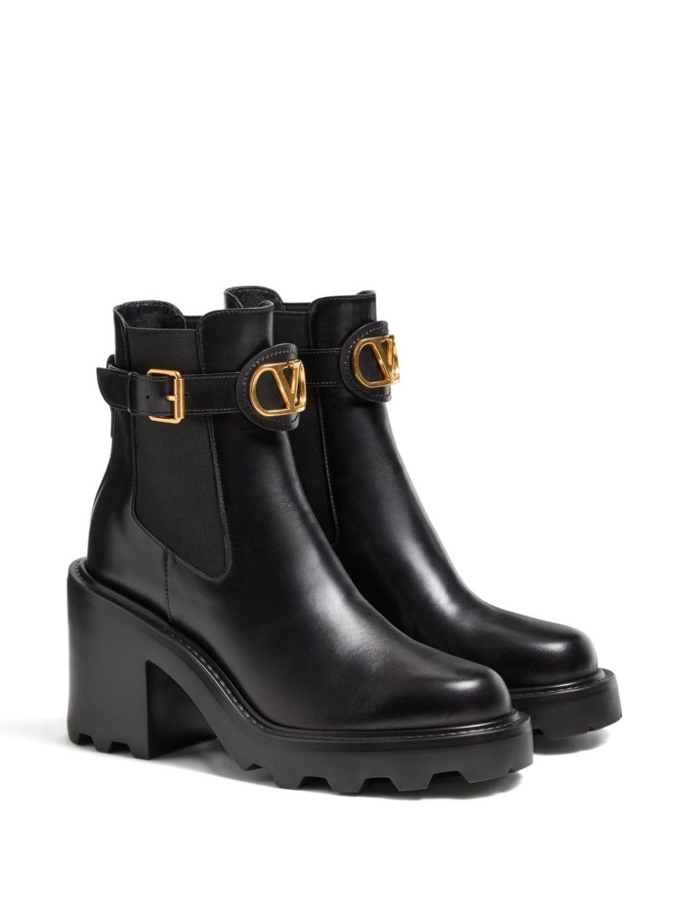 Valentino Garavani Vlogo Signature Calfskin Beatle 90mm Woman Black 42 In Black