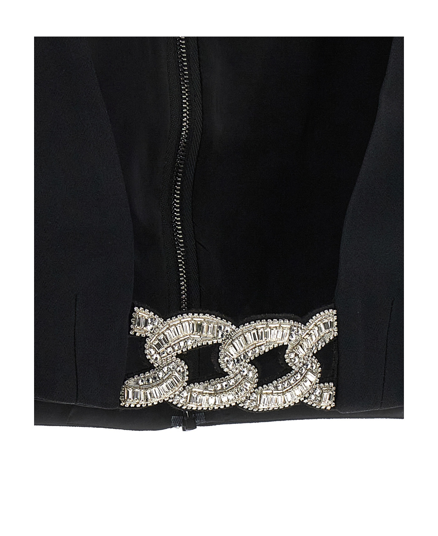 Shop David Koma Crystal-embellished Cropped Top In Black