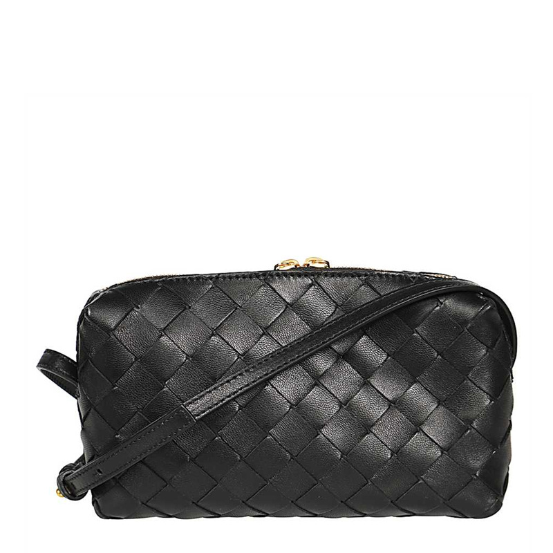 Shop Bottega Veneta Mini Intrecciato Crossbody Bag In Black