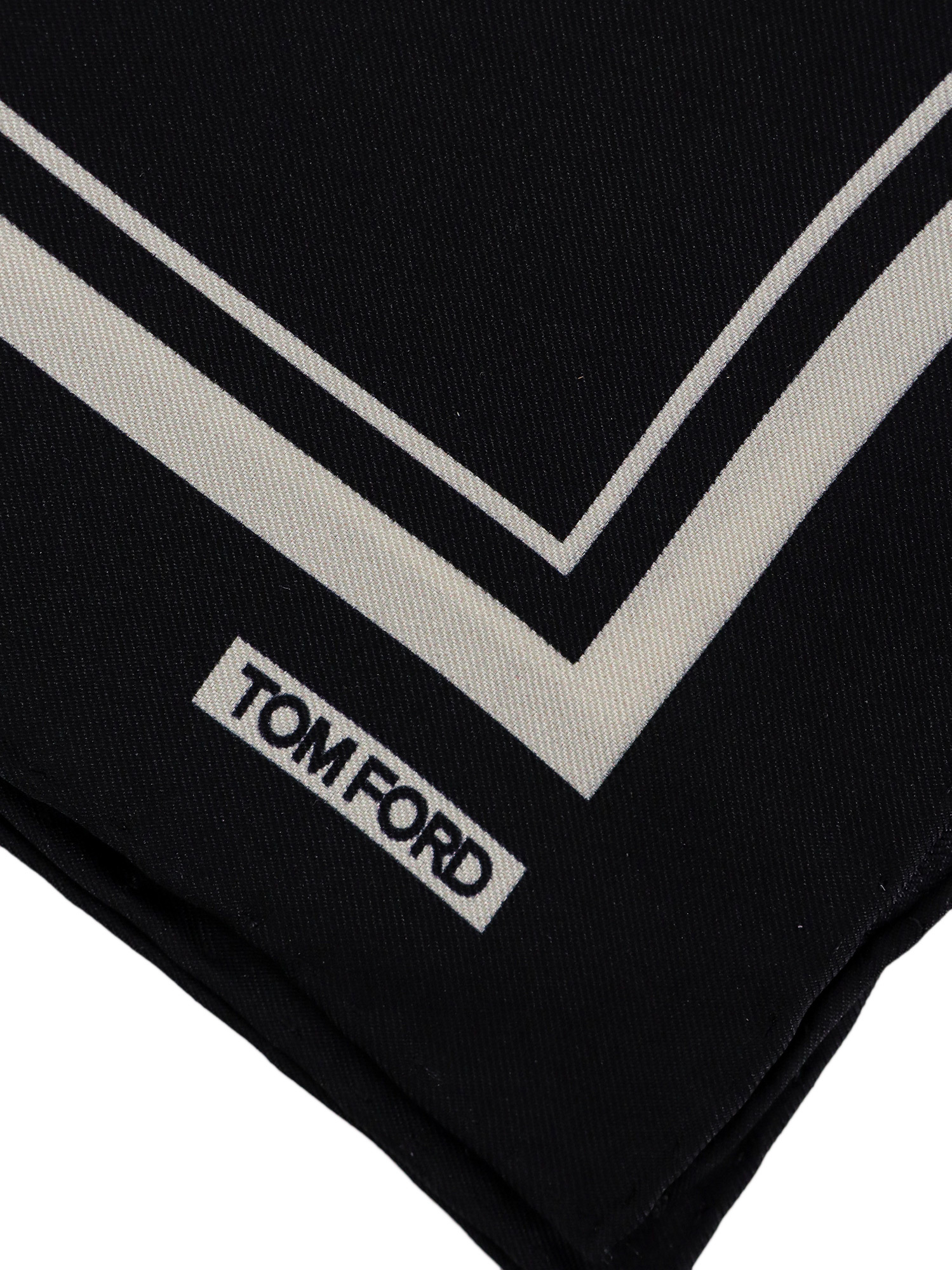 Tom Ford Logo-print Striped Silk Scarf In Black
