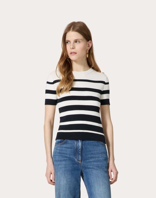 Valentino Striped Cotton Top In White
