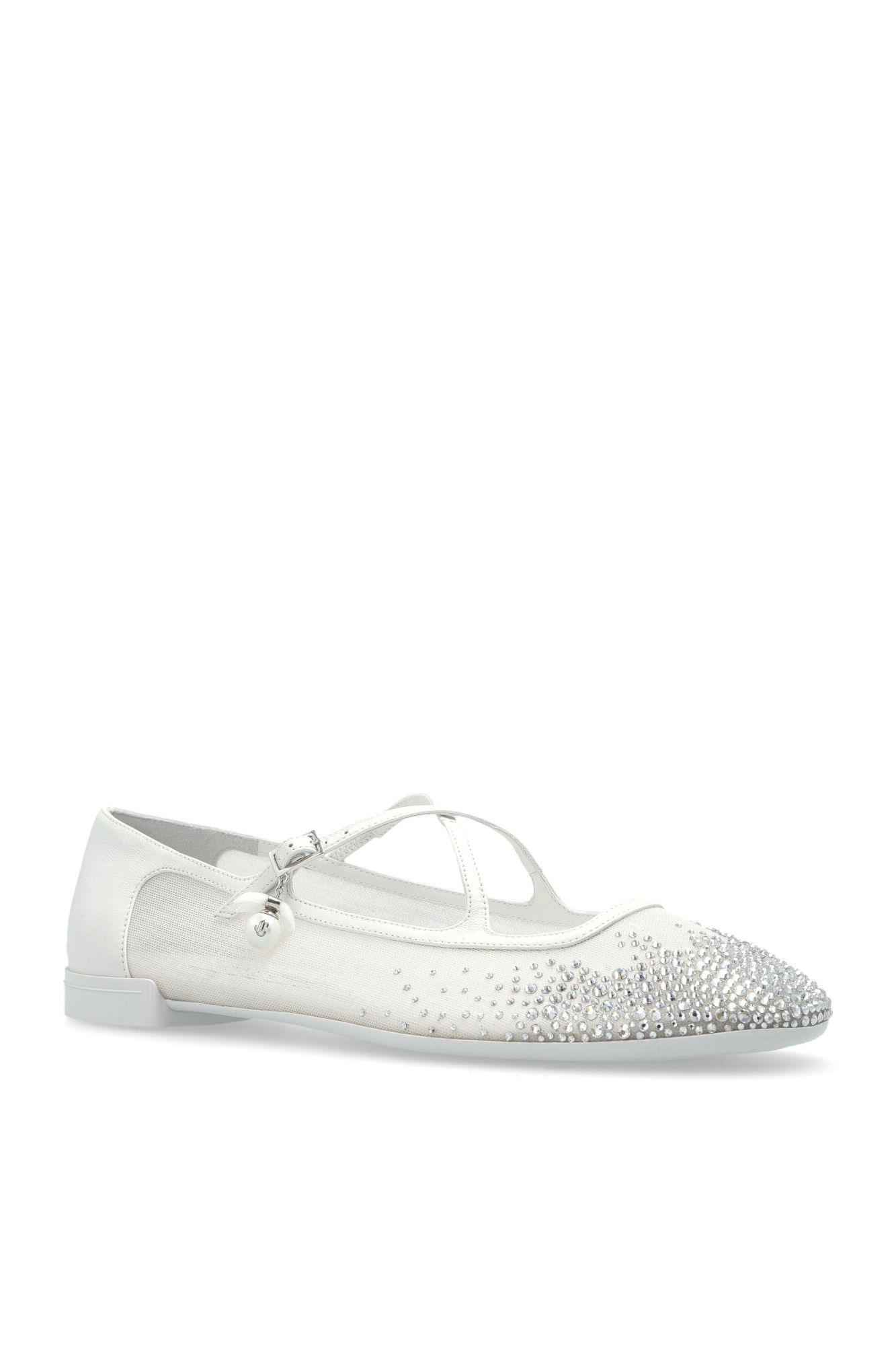 Jimmy Choo Eleri Ballerina Shoes Featuring Mesh Panel In White