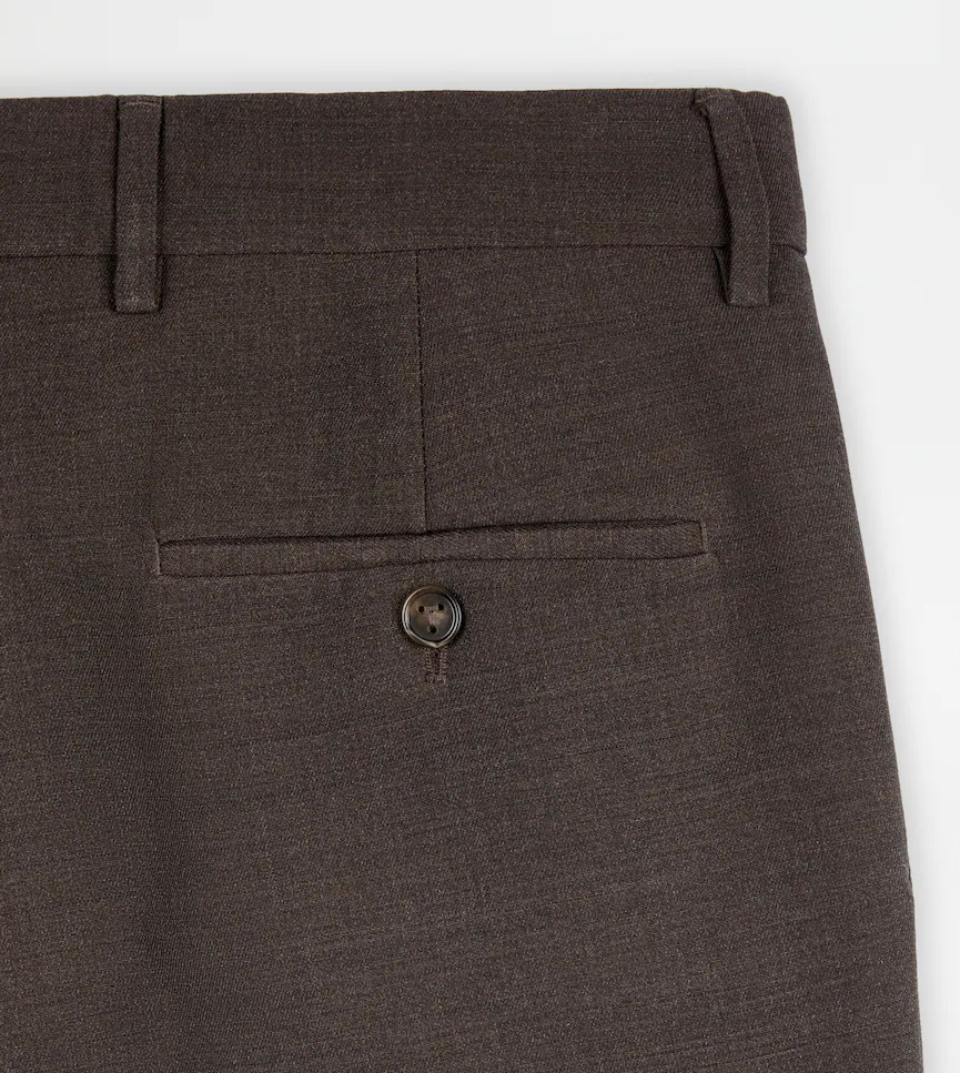 Tod's Slim Fit Pants In Wool In Brown