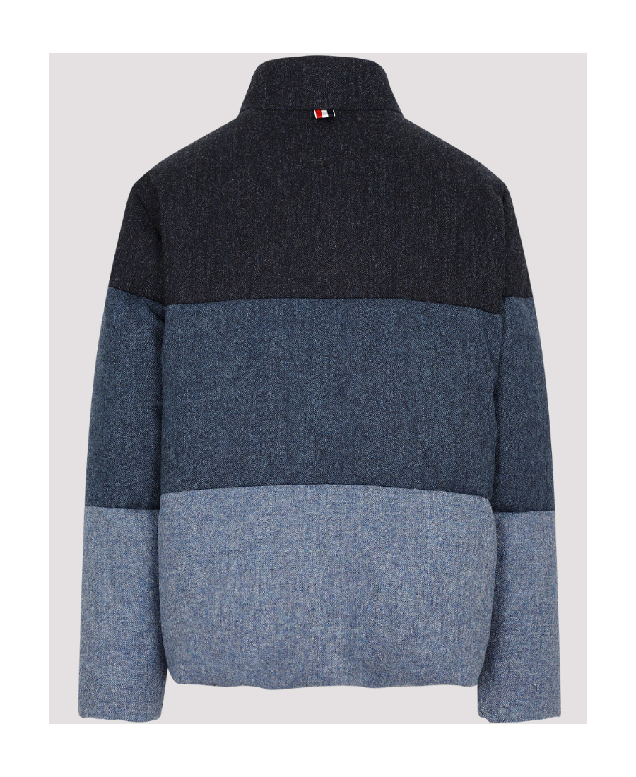 Thom Browne 4 Bar Reversible Neck Zip Up Jacket In Blue