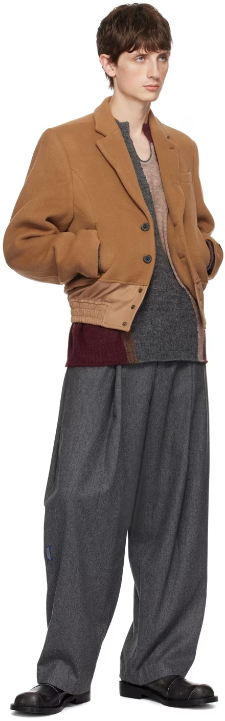 Ader Error Splicing Single-breasted Blazer In Brown