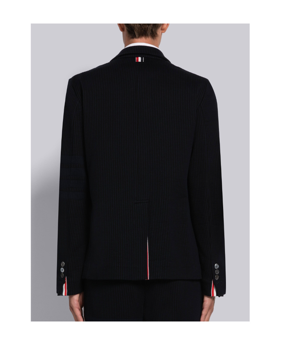 Shop Thom Browne 4-bar Seersucker Blazer In Black