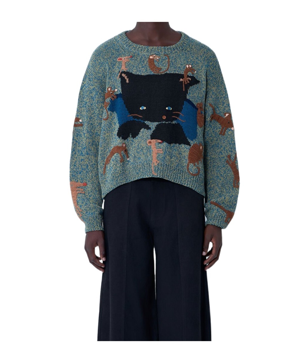 Story Mfg. Multicolor Piper Knit Sweater In Green