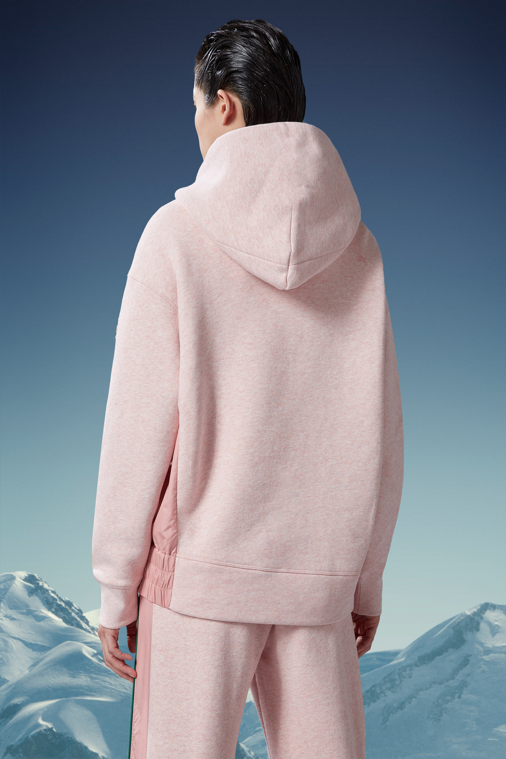 Moncler Mountain Logo-embroidered Cotton Hoodie In Pink