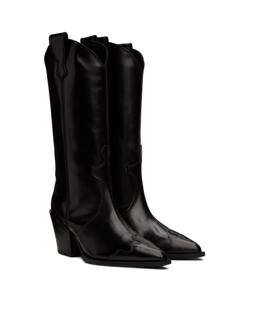 Aeyde 70mm Pointed-toe Leather Boots In Black