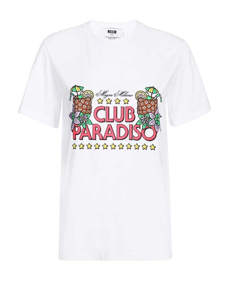 Msgm Graphic-print Cotton T-shirt In White