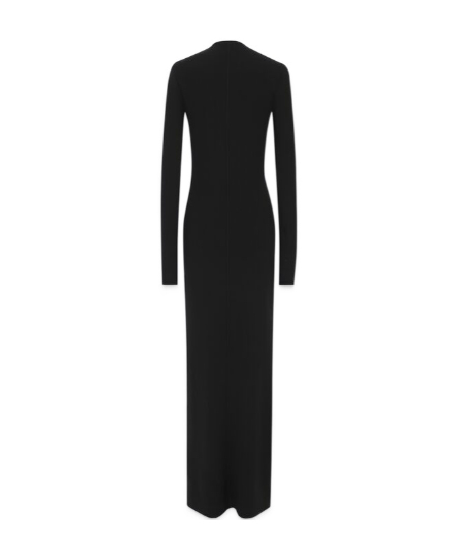Saint Laurent Long Dress In Wool In Black