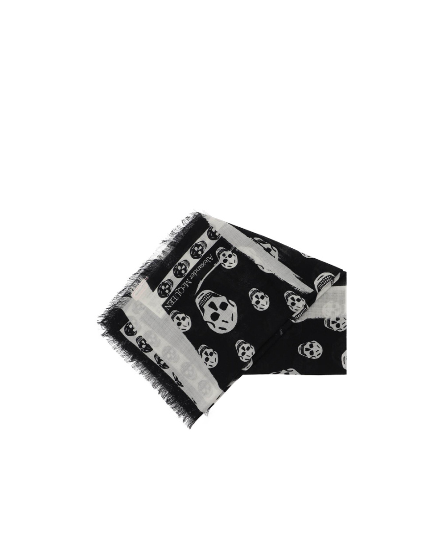 Alexander Mcqueen Silk Skull Scarf In Black