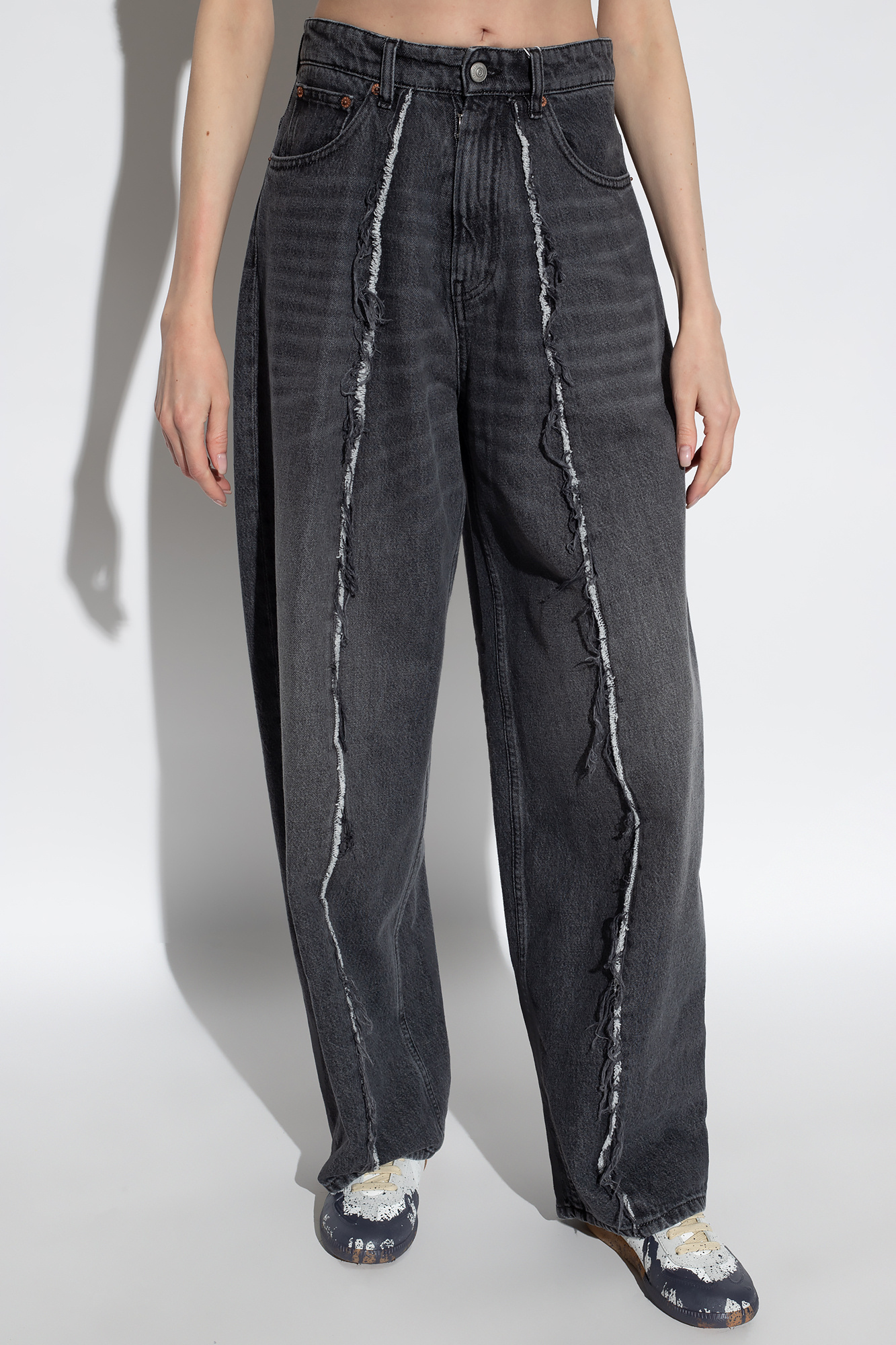 MM6 MAISON MARGIELA BLACK DENIM RAW TROUSERS