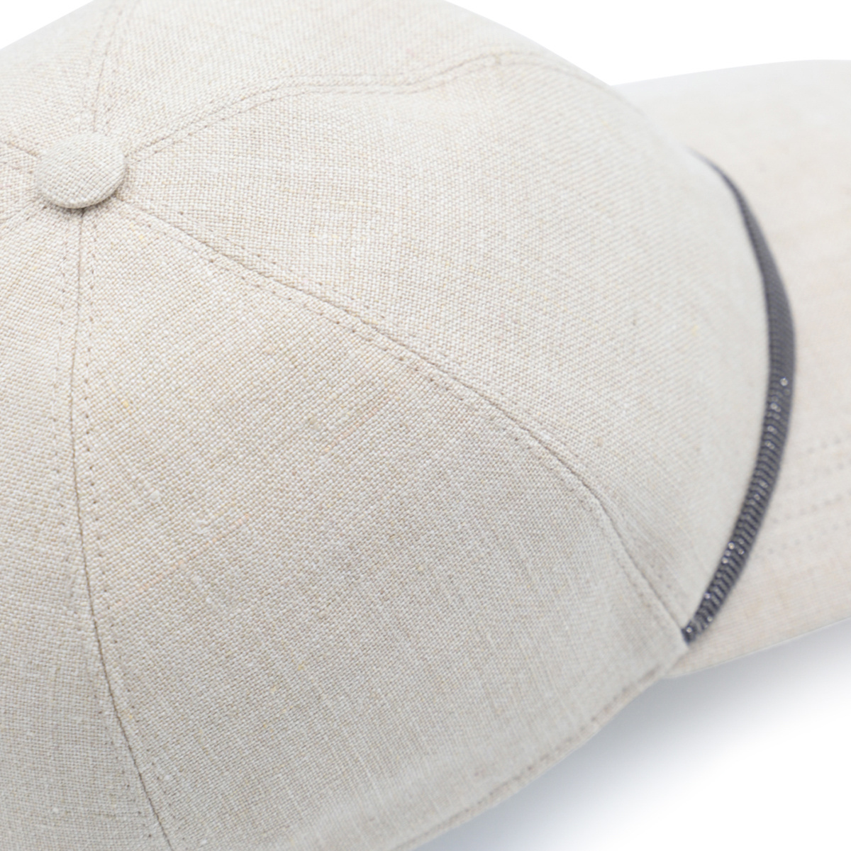 Brunello Cucinelli Panelled Linen Baseball Cap With Curved Brim In Neutral