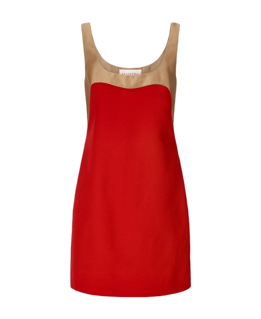 Valentino Two Tone Mini Dress In Red