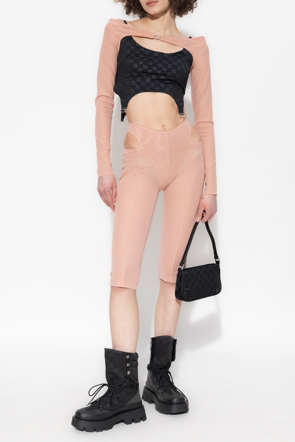 Shop Misbhv Cut-out Cycling Shorts In Nude
