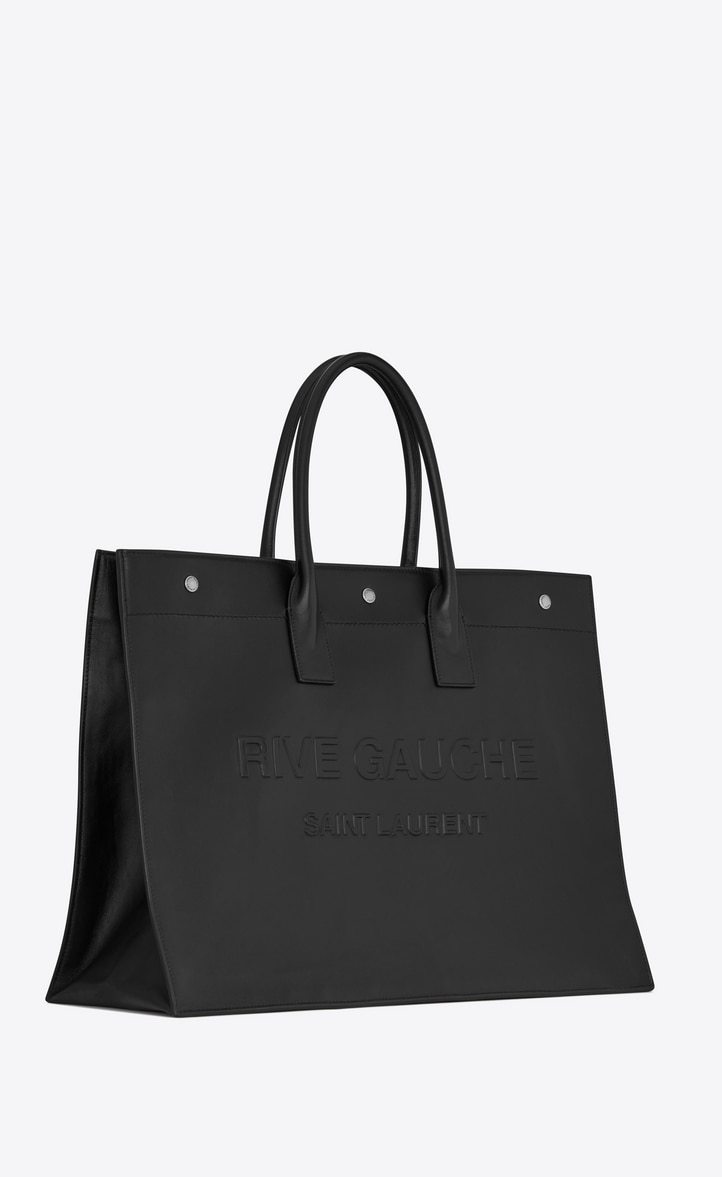 Saint Laurent Large Rive Gauche Leather Tote Bag In Black