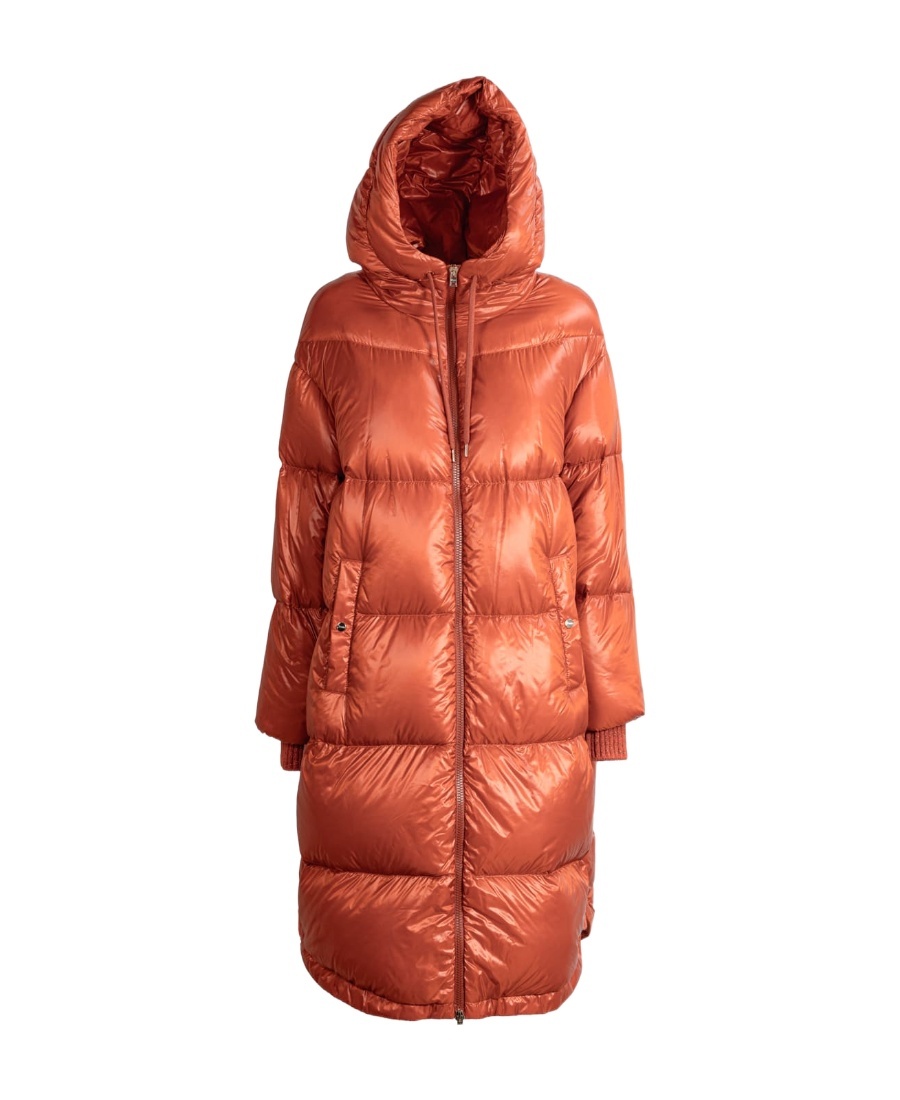 Herno Quilted Hooded Drawstring Down Coat In Red