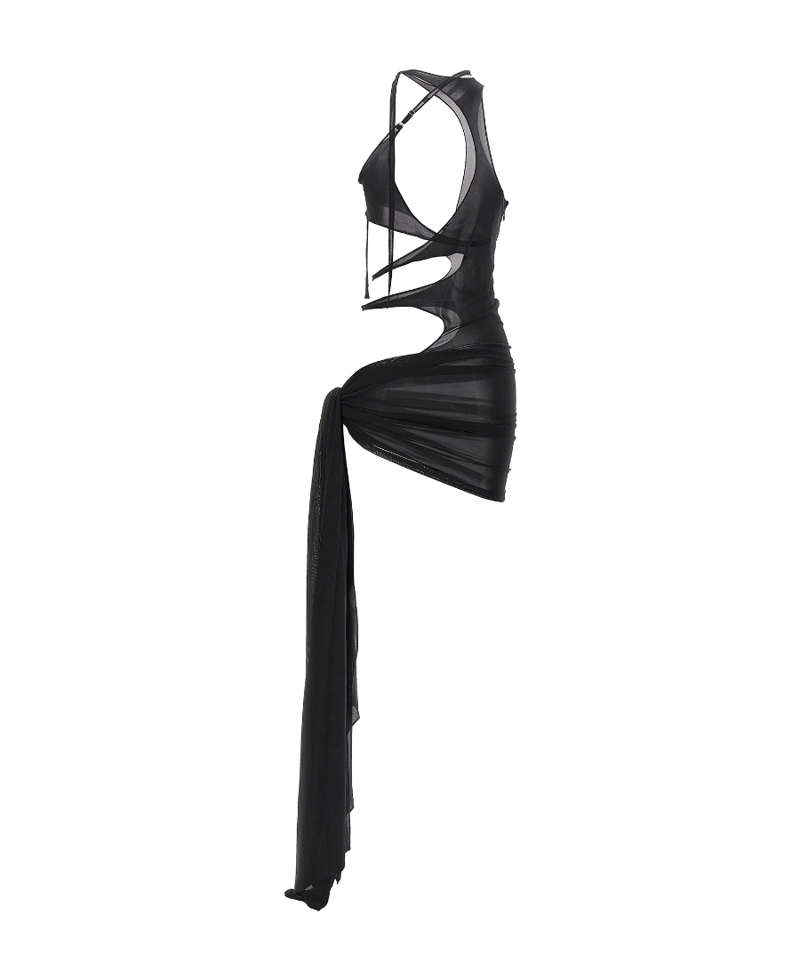 Mugler Draped Cut Out Dress Female Black In Black