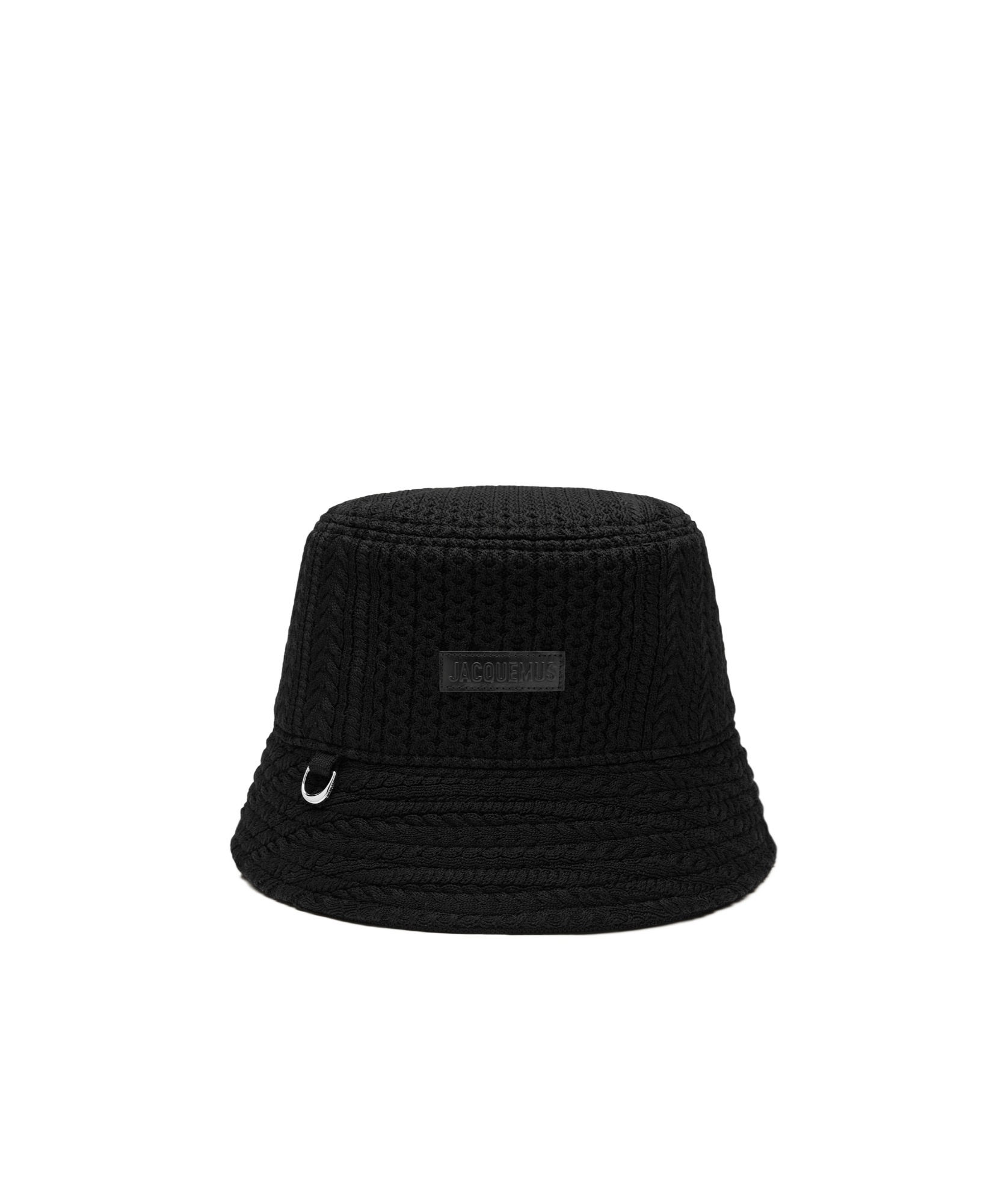 Jacquemus Le Bob Belo Cable Knit Bucket Hat In Black