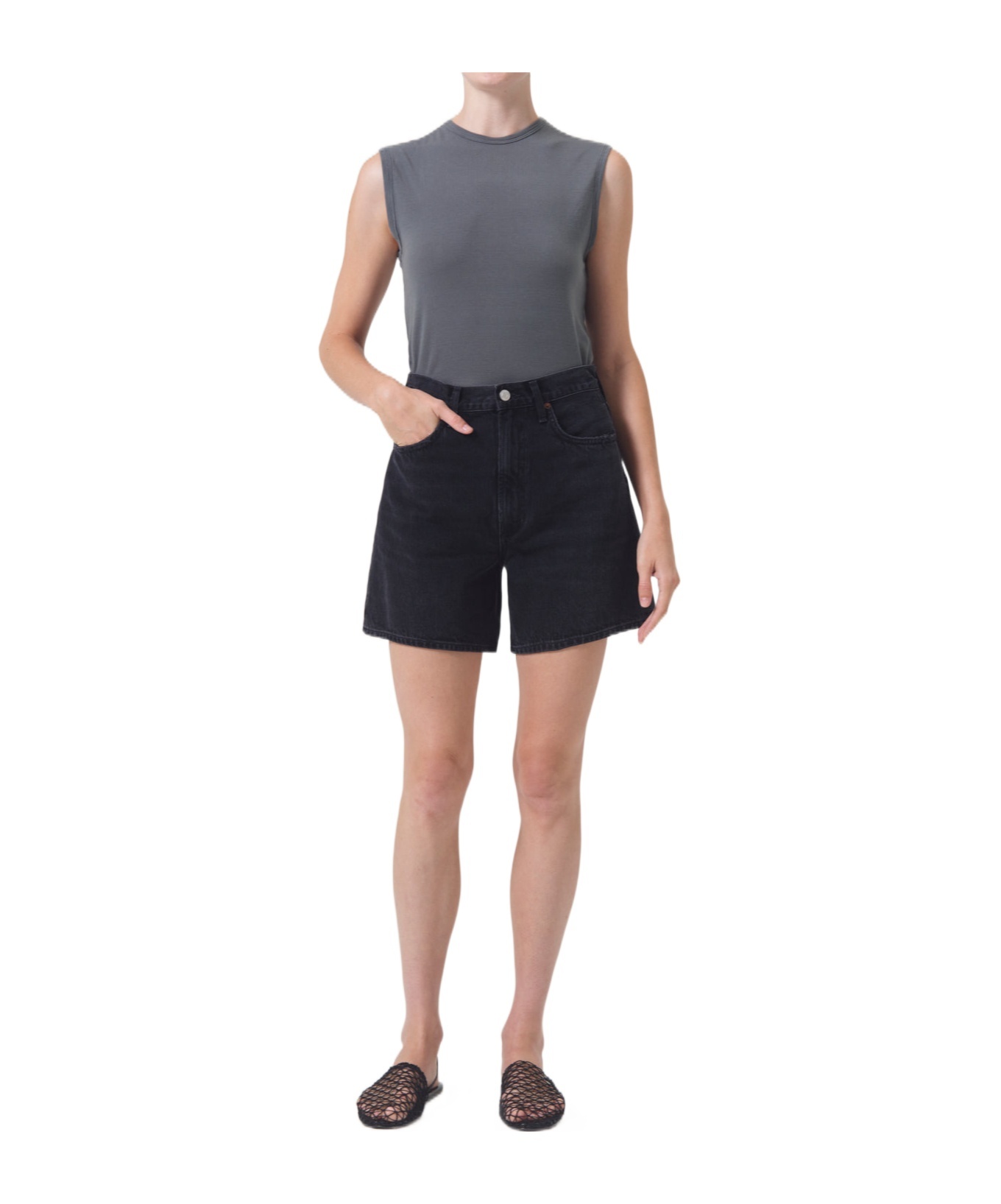 AGOLDE MULTI-POCKET DENIM SHORTS