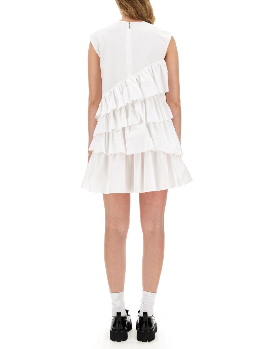 Msgm Tiered Ruffled Sleeveless Dress In White