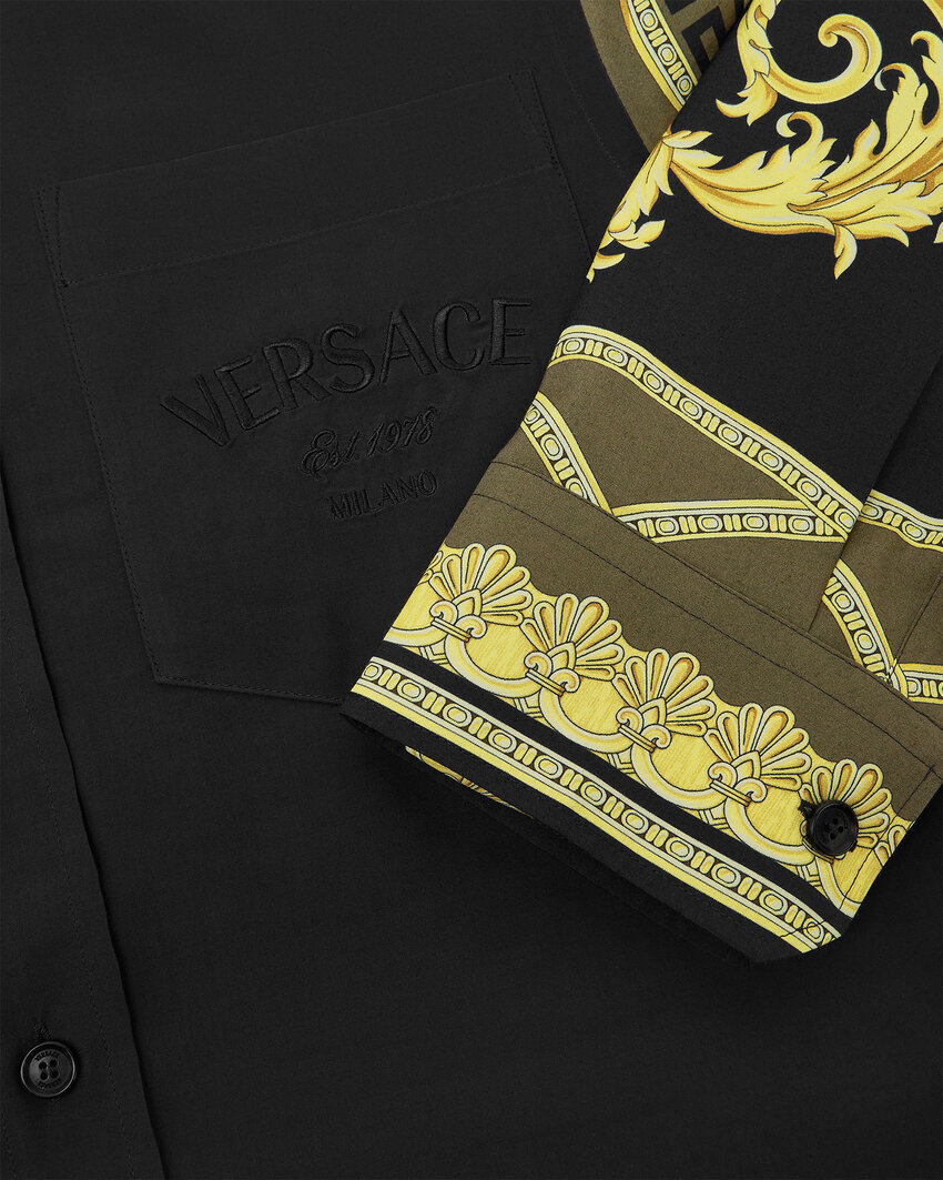 Versace Barocco-print Shirt In Black