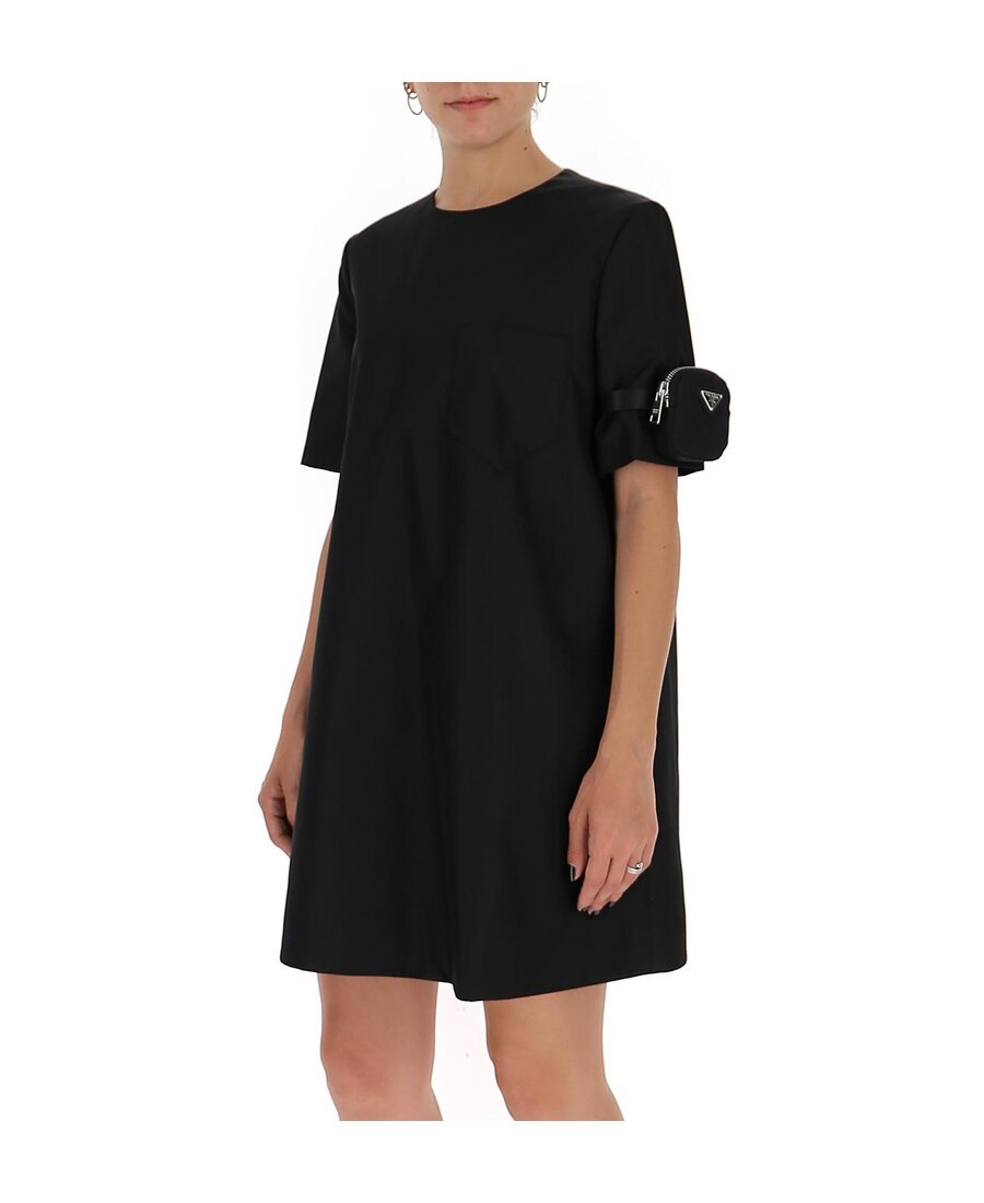 Prada Pouch Sleeve T-shirt Dress In Black