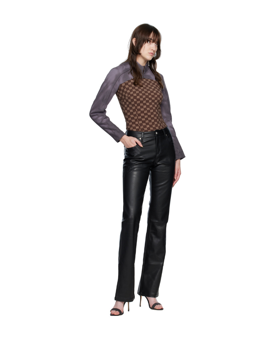 Misbhv Vegan Leather Straight Leg Pants In Black