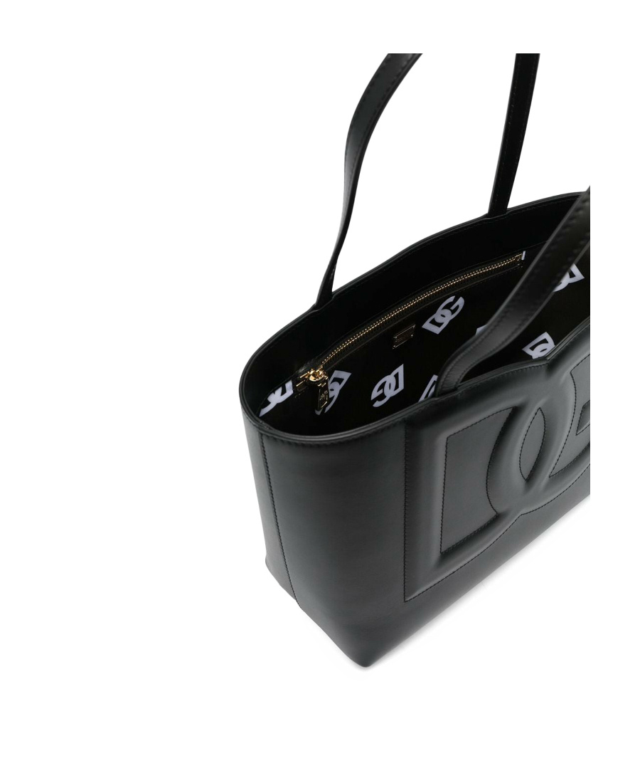 Dolce & Gabbana Women Dg Logo Small Leather Tote Bag In Black