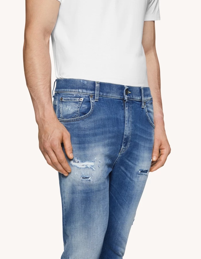 Dondup Torn Denim Trousers In Blue