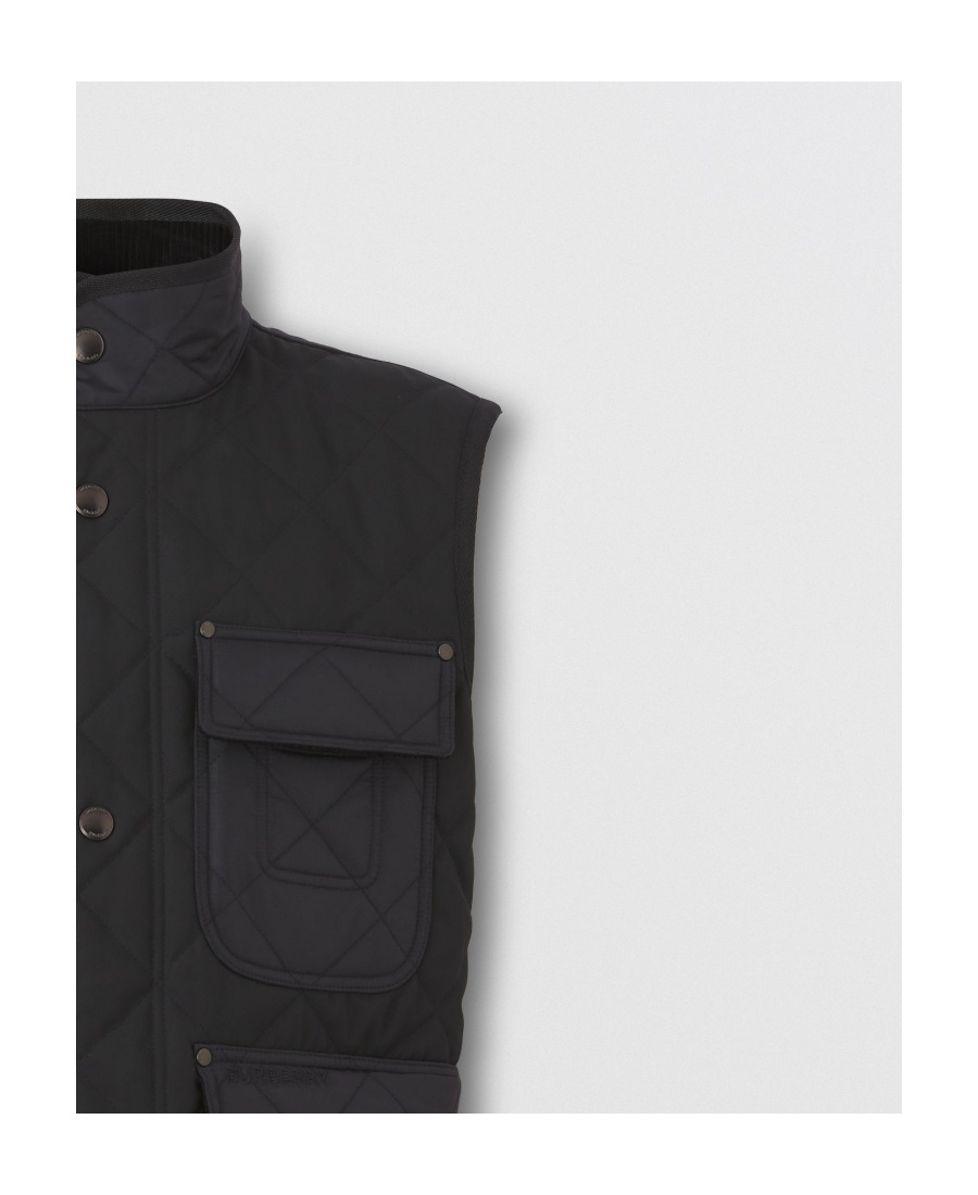 Burberry Diamond-quilted Vintage Check Lined Gilet In Black