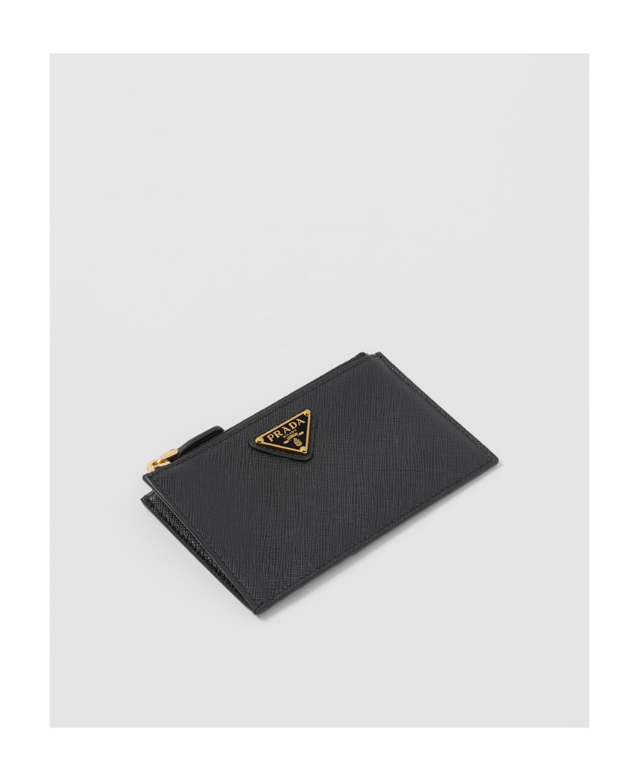 Prada Womens Black Brand-plaque Small Saffiano Leather Wallet In Black