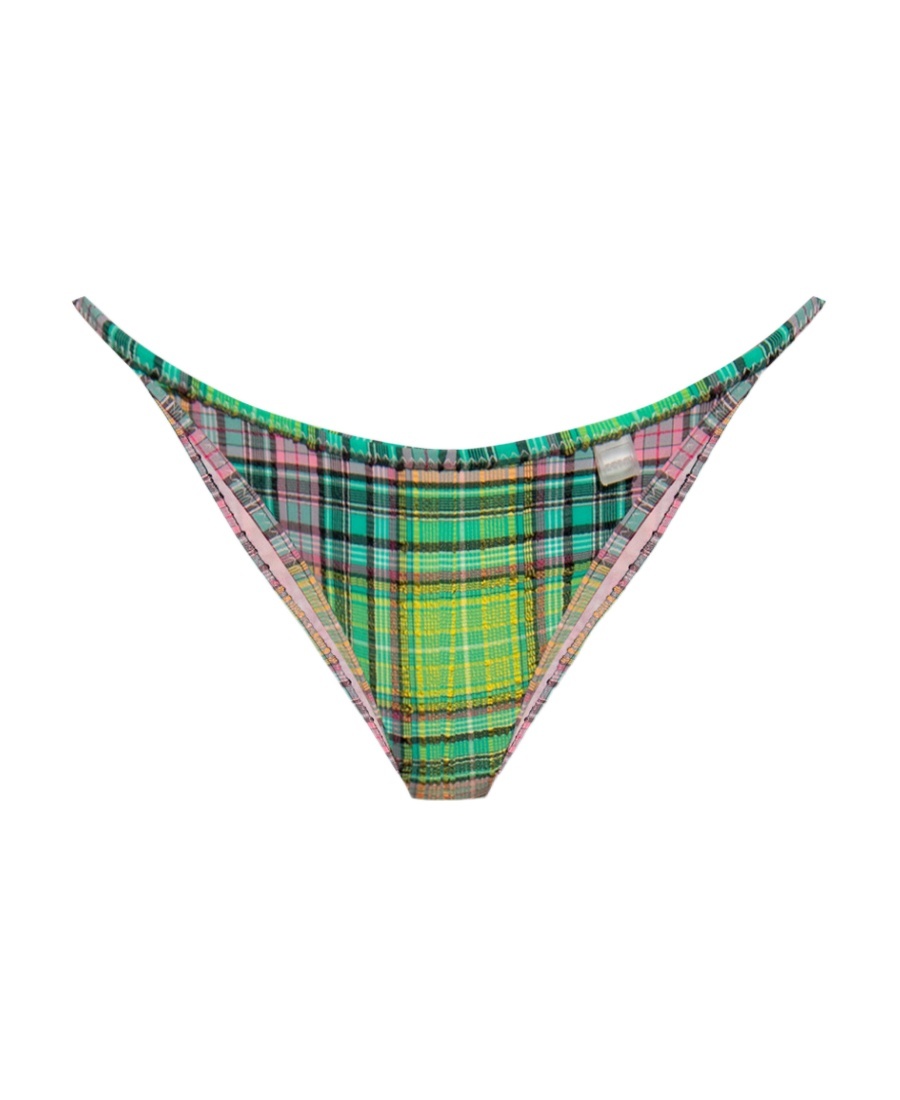 Ganni Checked Bikini Bottoms In Green