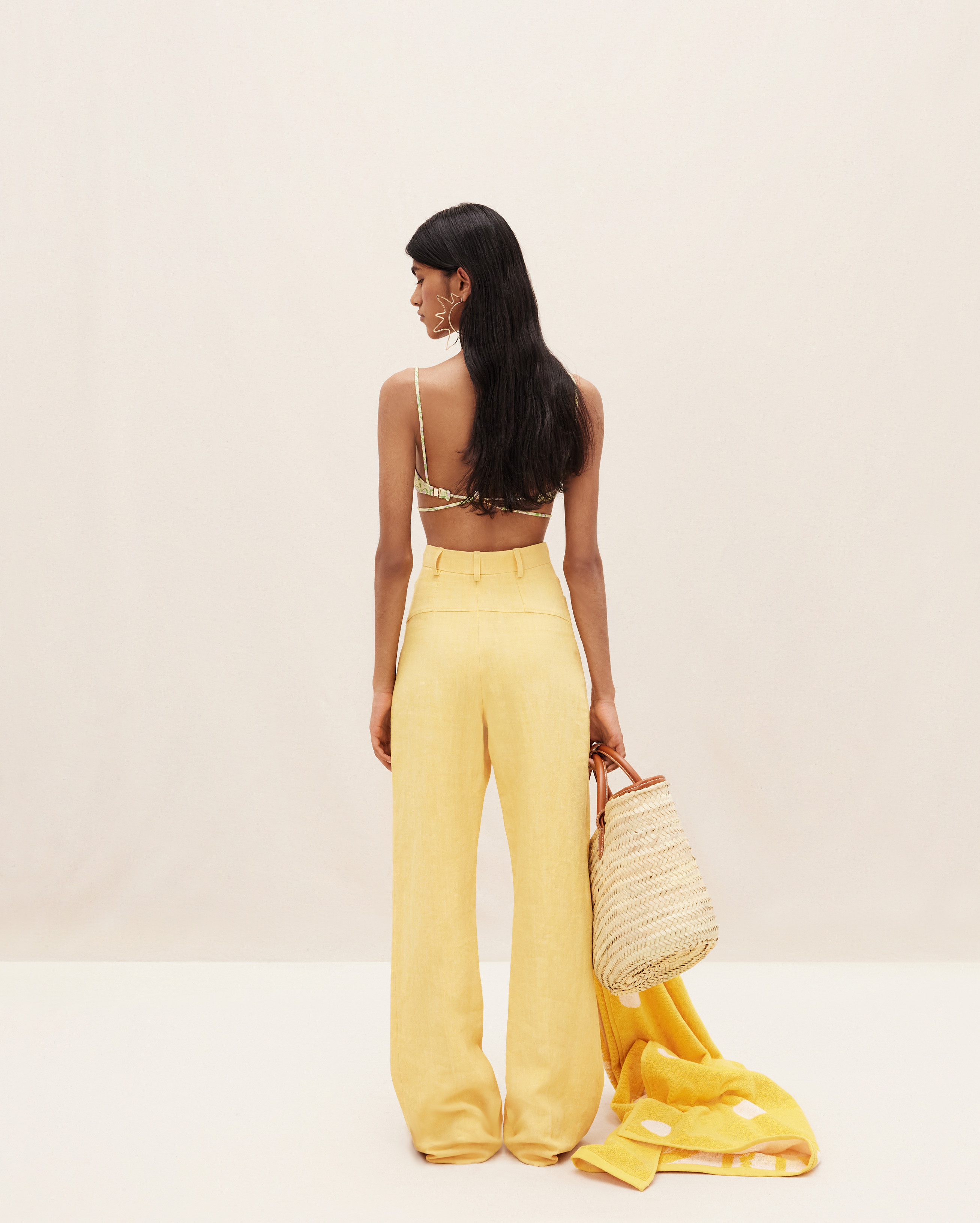 Jacquemus High-waisted Flared Trousers In Yellow