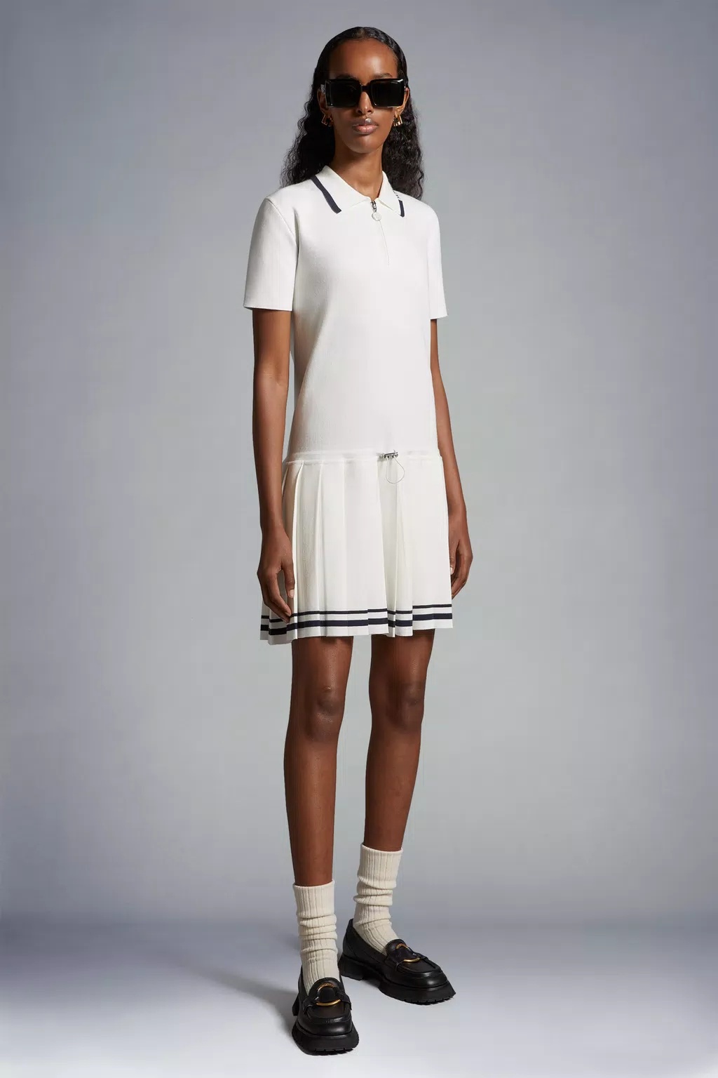 Moncler Polo Knitted Minidress In White
