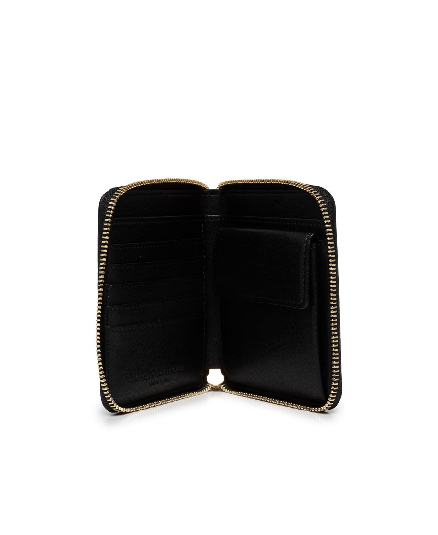 Stella Mccartney Logo Detailed Zip-up Card Holder In Black