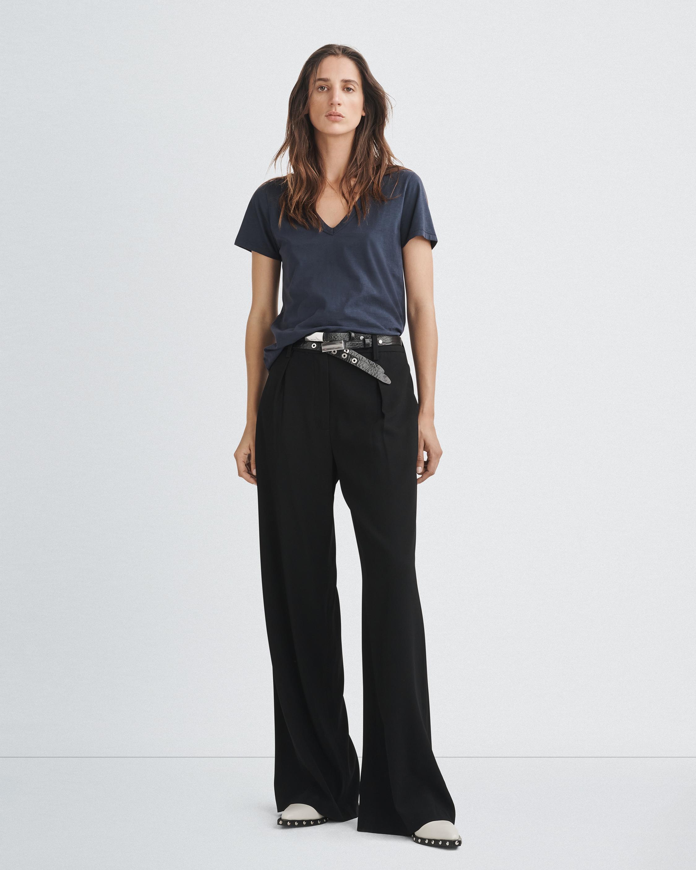 Rag & Bone The Slub V-neck Organic Pima Cotton T-shirt In Black