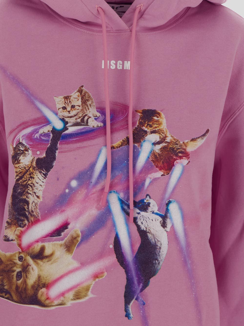 Msgm Graphic-print Long-sleeve Hoodie In Pink