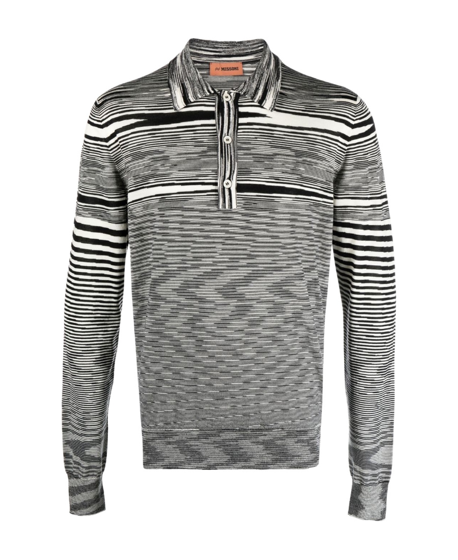 Missoni Long-sleeve Wool Polo Shirt In Gray