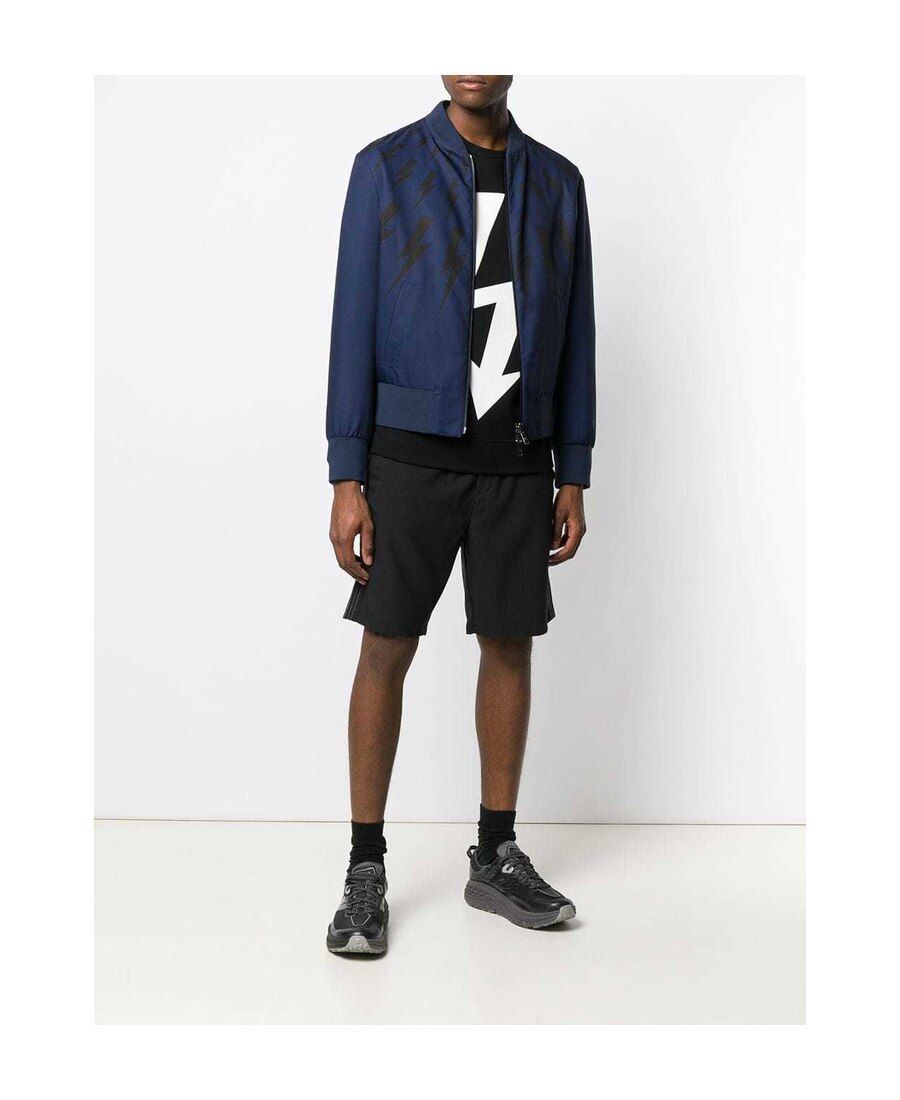 Neil Barrett Long-sleeved Zipper Casual Jacket In Blue