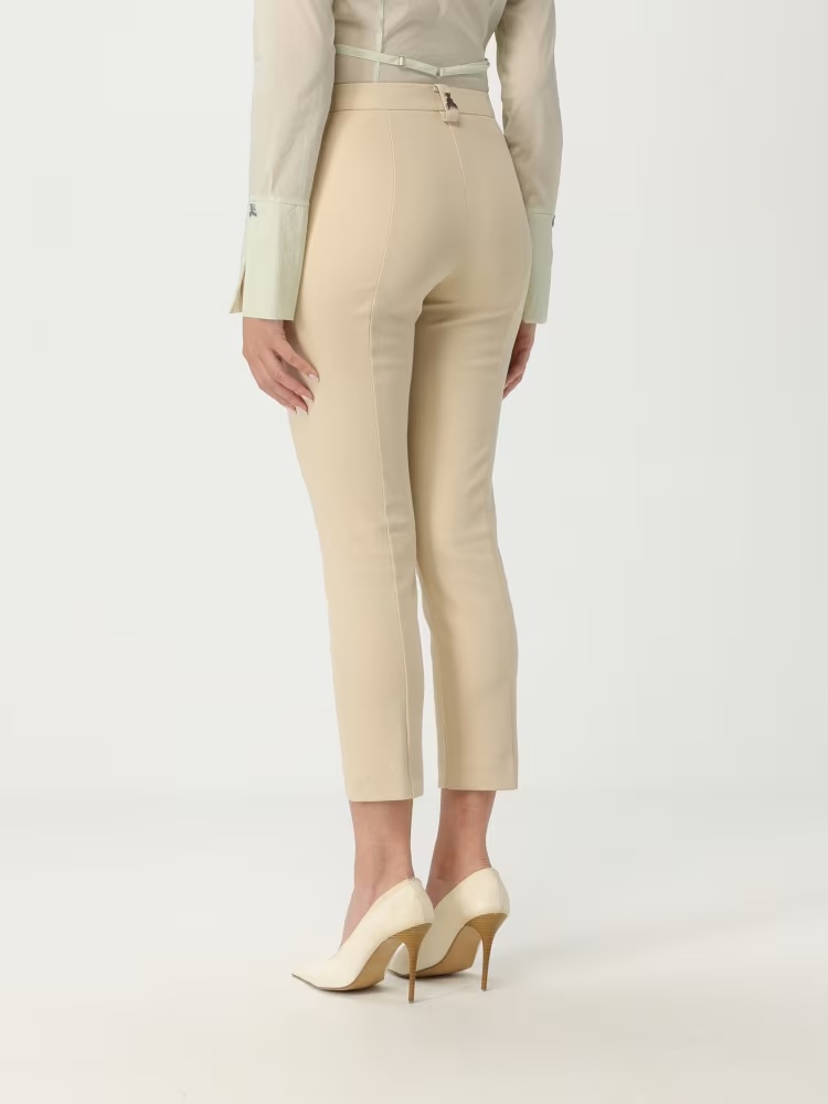 Patrizia Pepe Logo-plaque Cropped Tailored Trousers In Neutral