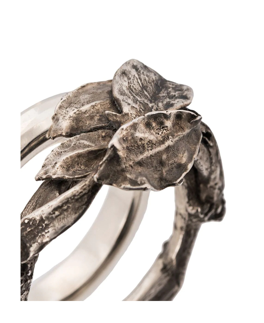 Werkstatt:münchen Double Leaf Ring In Black