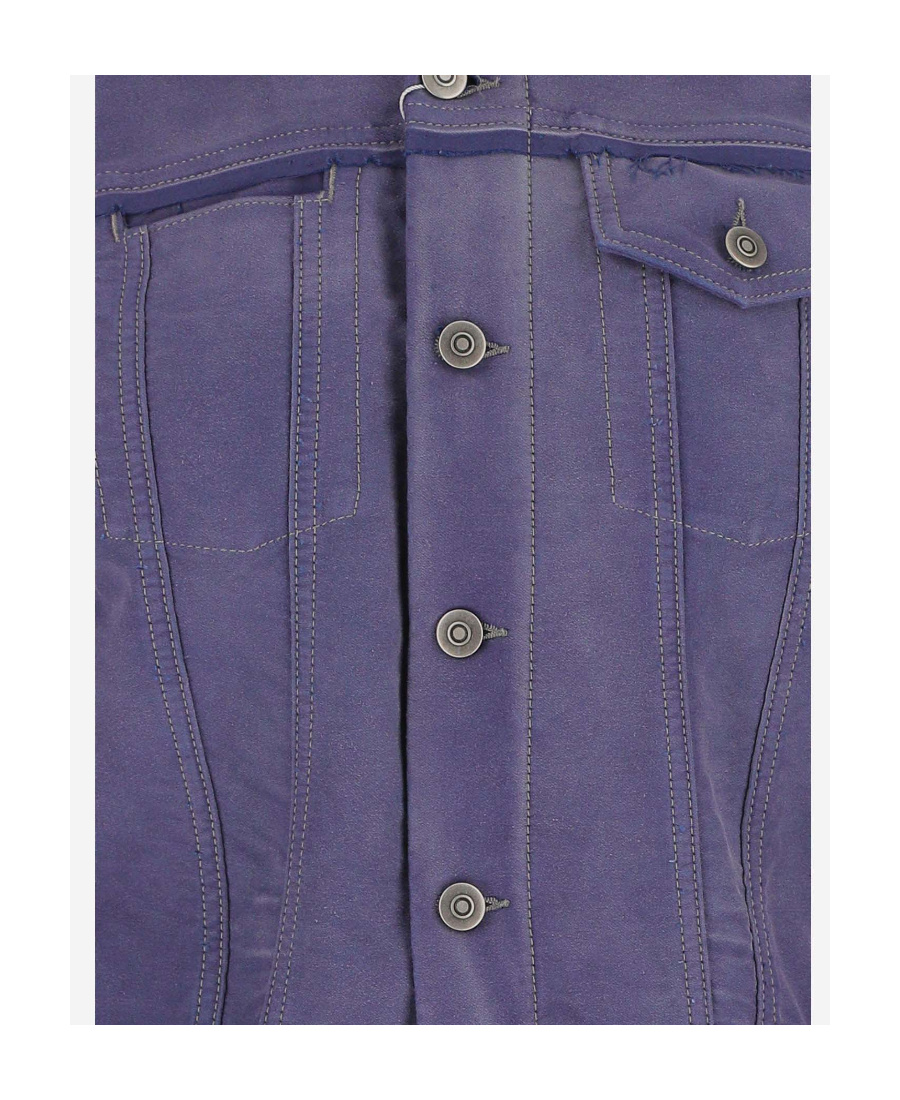 Maison Margiela Distressed Cotton Jacket In Blue