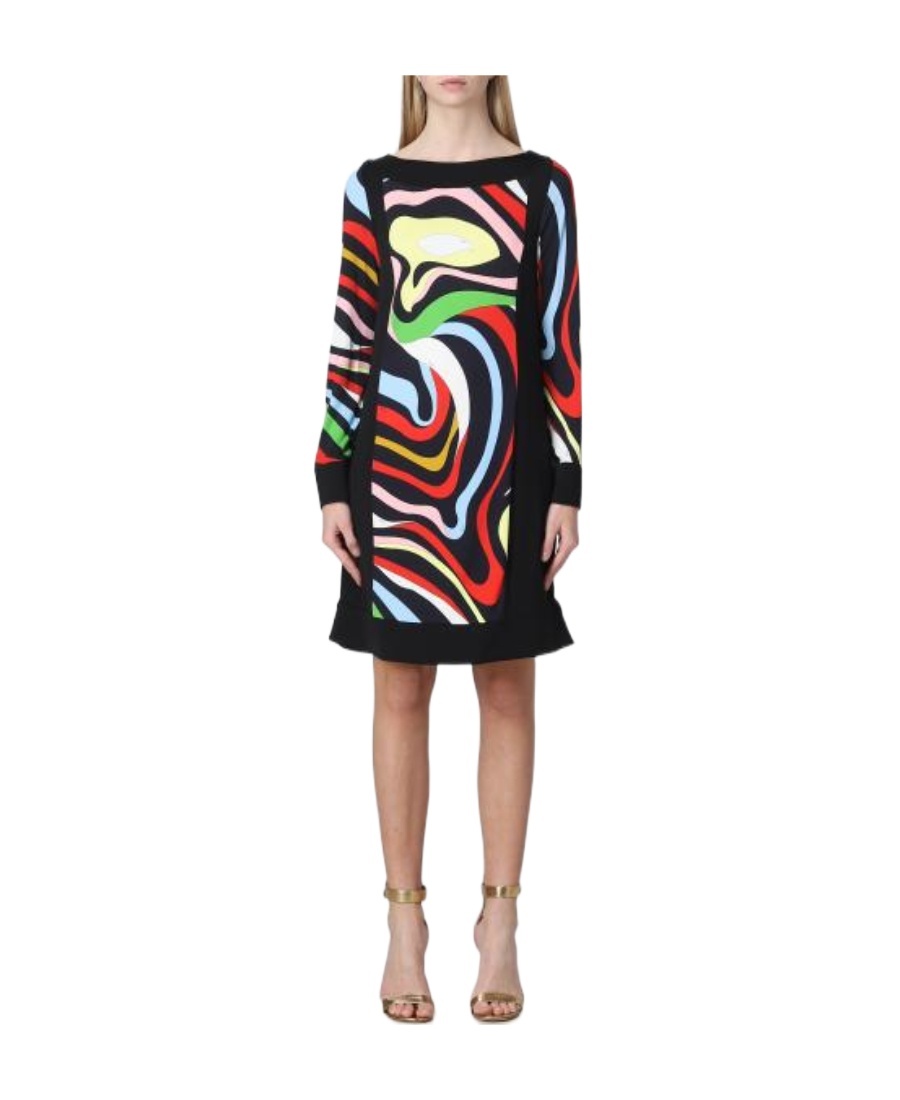 Pucci Marmo-print Mini Dress In Black