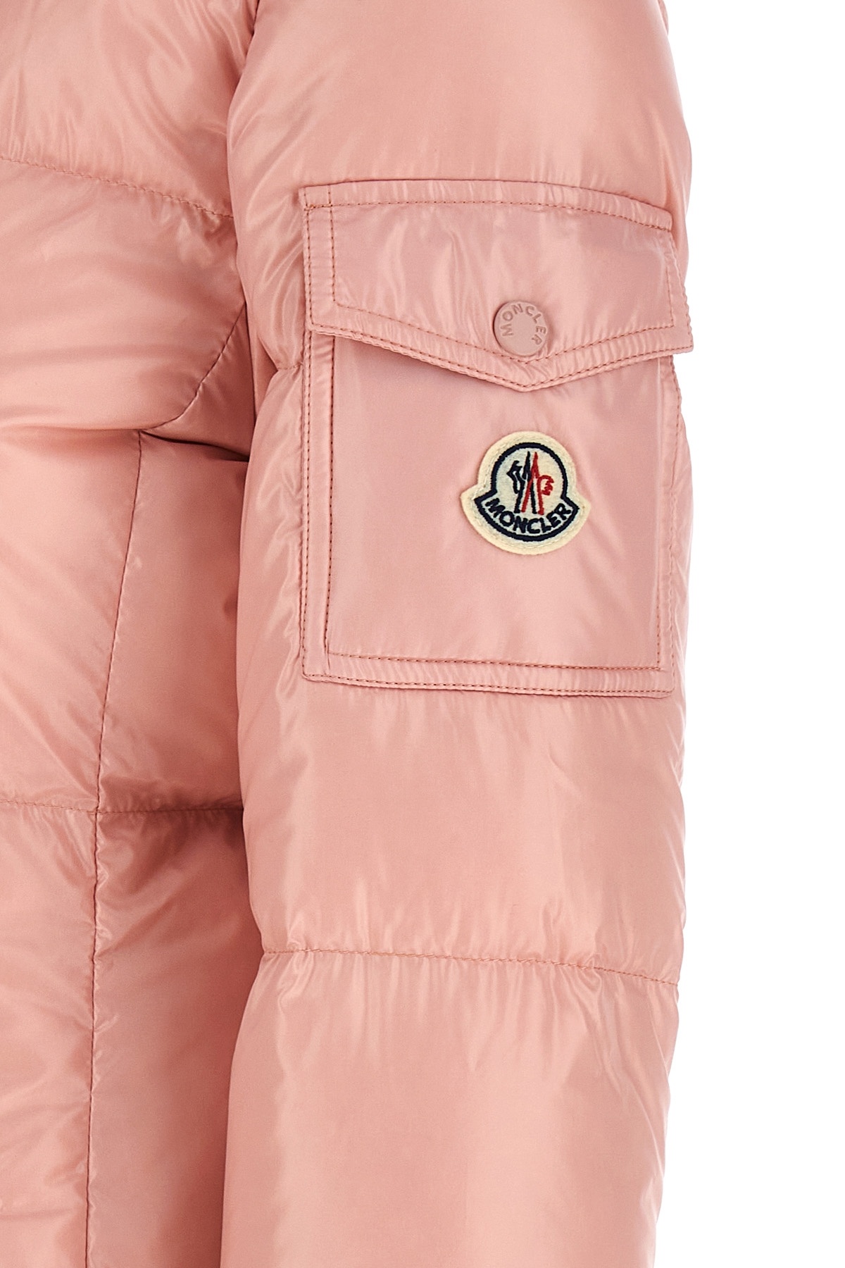 Moncler Logo-patch Padded-design Jacket In Pink