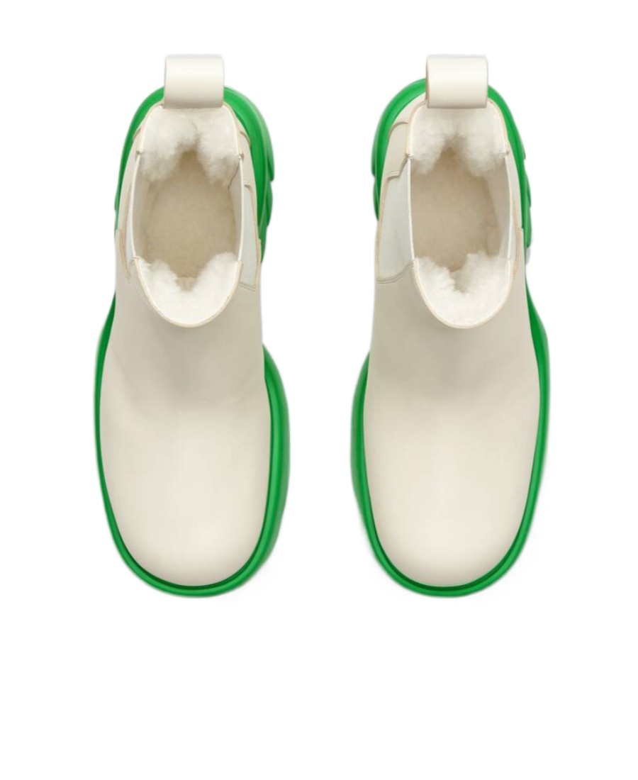 Bottega Veneta Logo Chelsea Short Boots In White